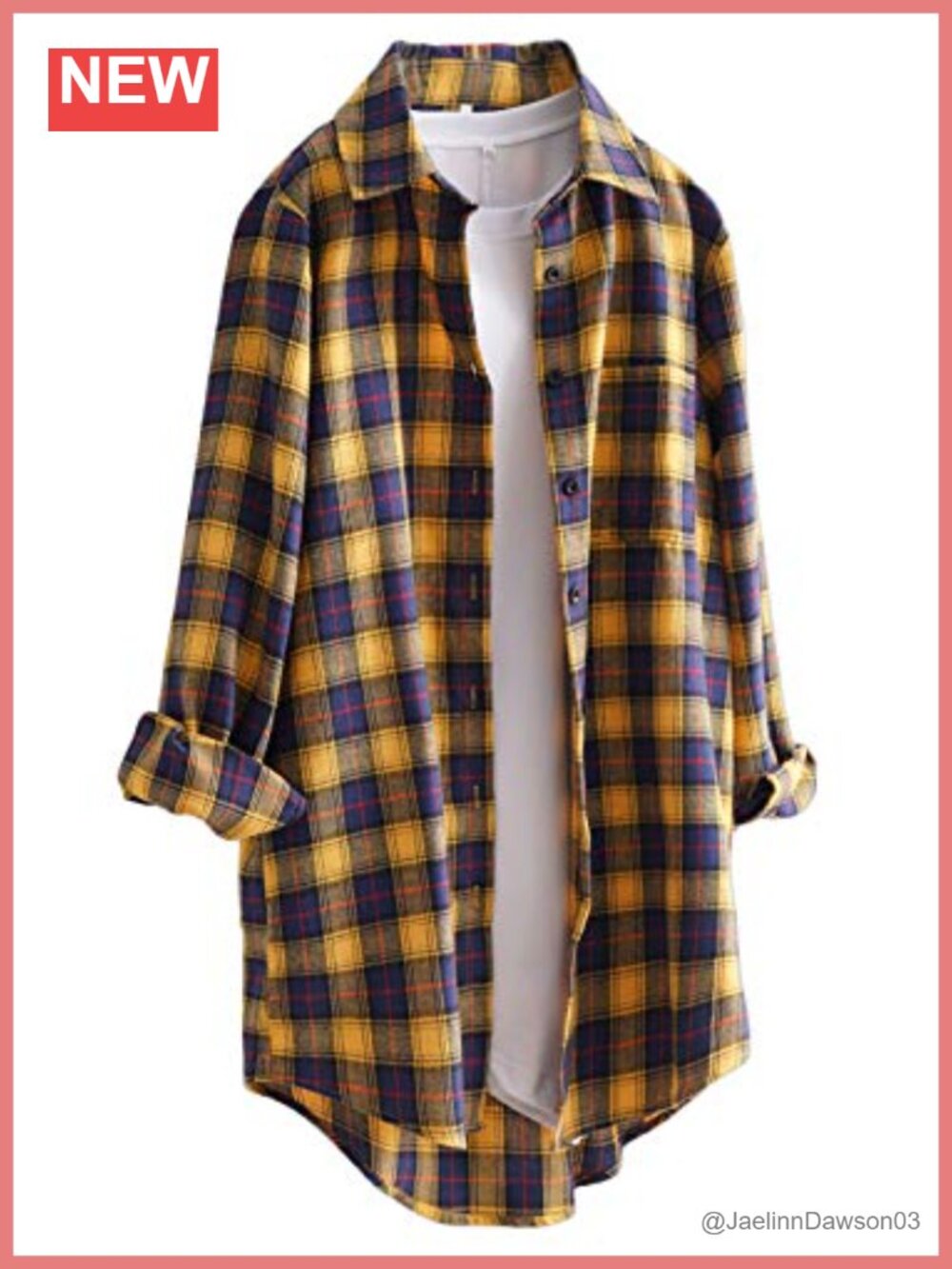 Women's Cotton Plaid Button-Down Tunic Shirt Long Sleeve High Low